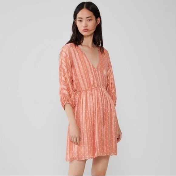 Zara Dresses & Skirts - Zara salmon pink polka dot printed short satin dress bloggers favorite